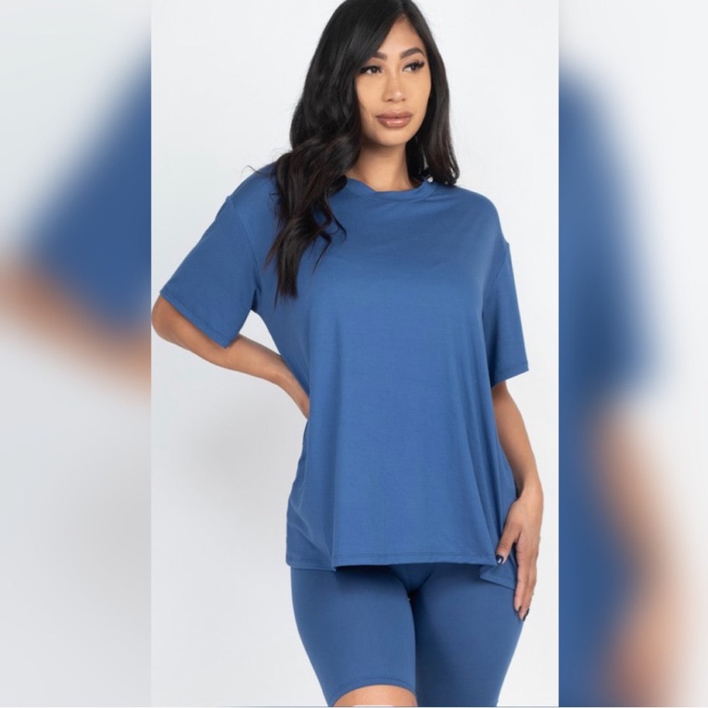 Blue Oversized Biker Set